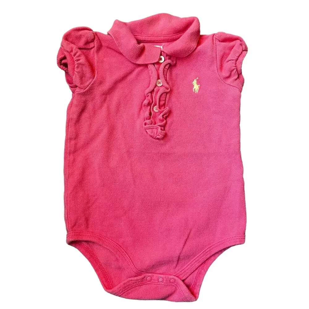 Ralph Lauren Girl's 9M One Piece Ruffled Bodysuit